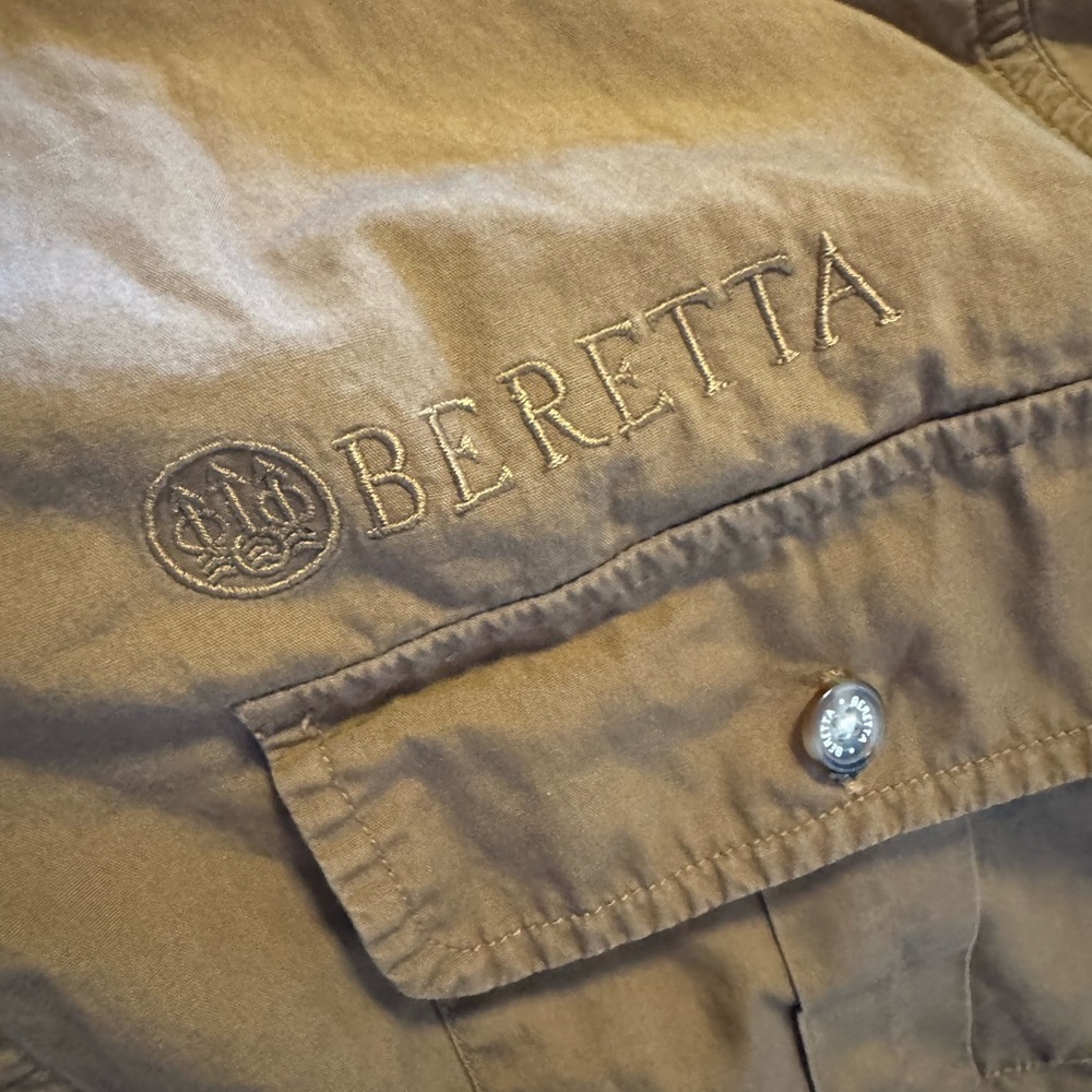 Beretta Classic Beige Button-Up Field Utility Jacket Men’s XL Cotton MultiPocket - Picture 3 of 6